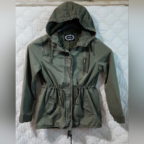 Ambiance Women's Lightweight Green Full Zip & Snap Military Style Jacket LARGE - Picture 1 of 12